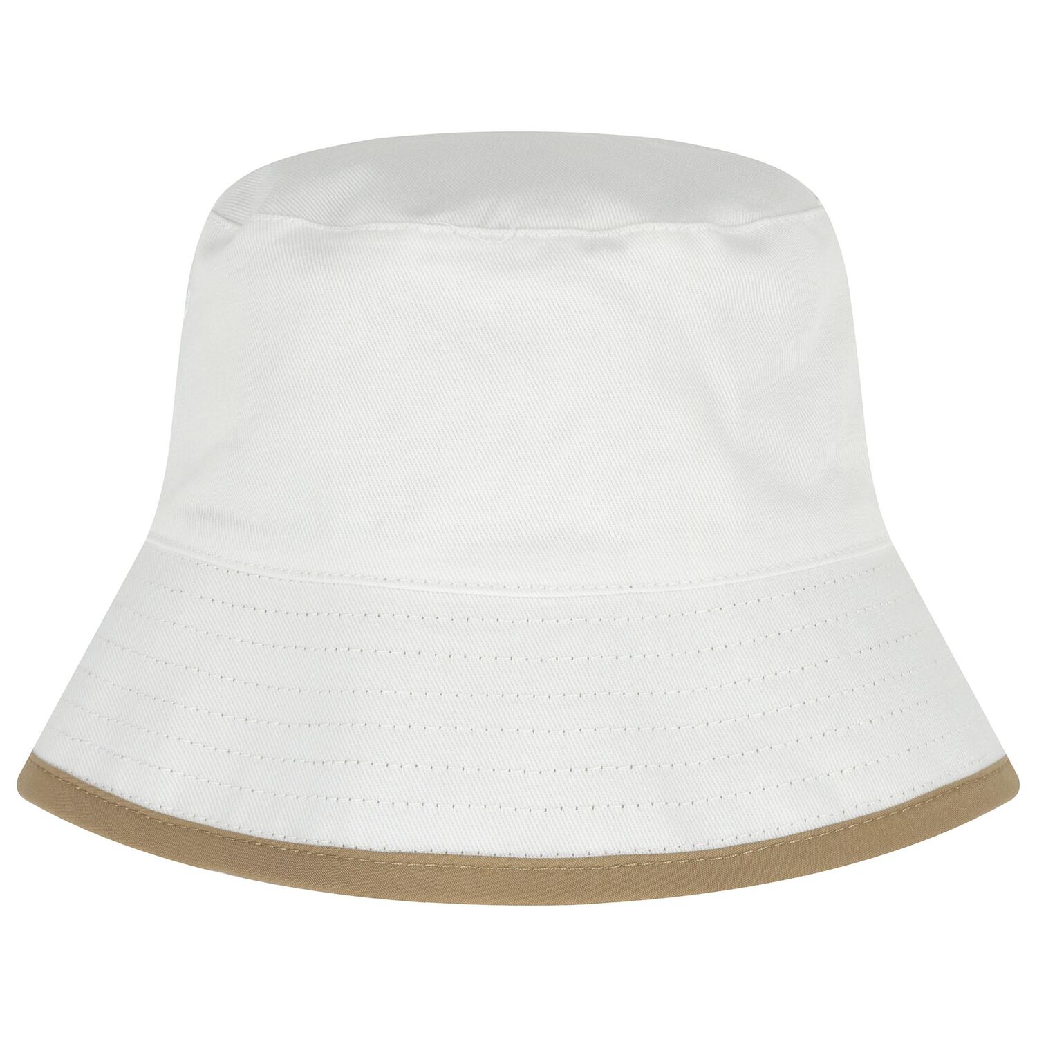 Baby Boys Beige & White Reversible Logo Hat , 2, hi-res