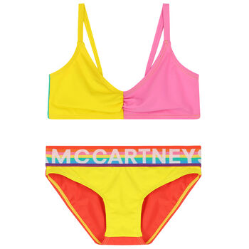Girls Multi-Colored Logo Bikini