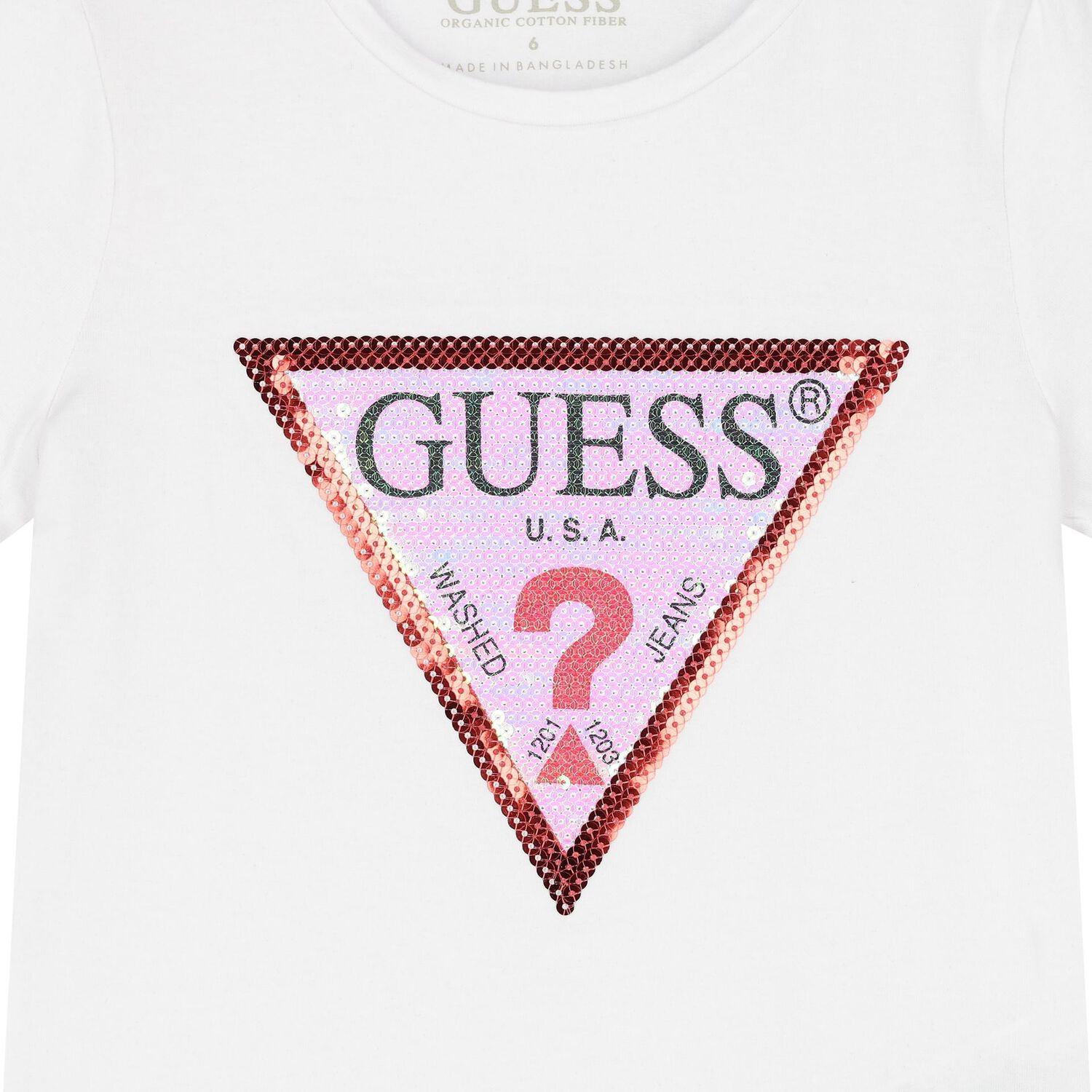 Girls White Logo Sequin T-Shirt, 3, hi-res