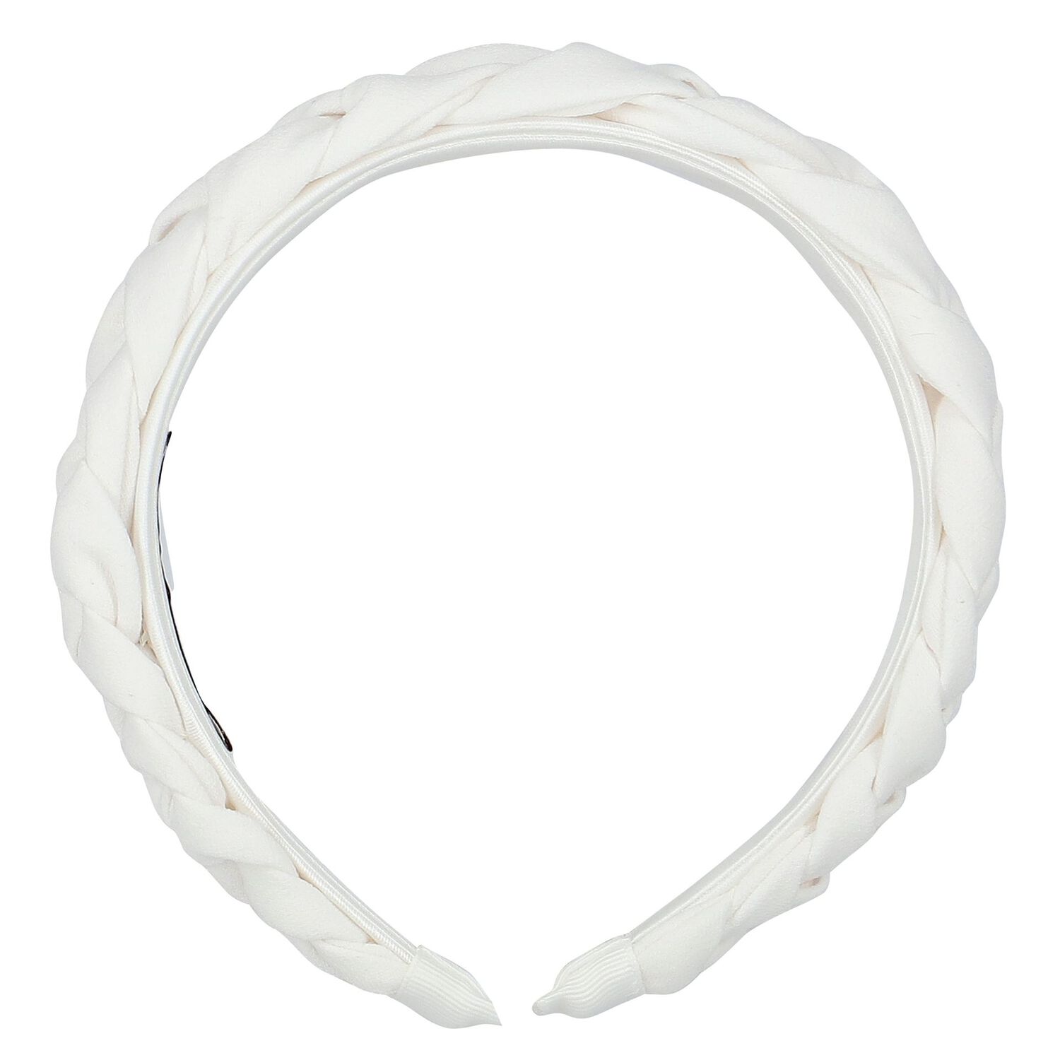 Girls White Plaited Headband, 1, hi-res
