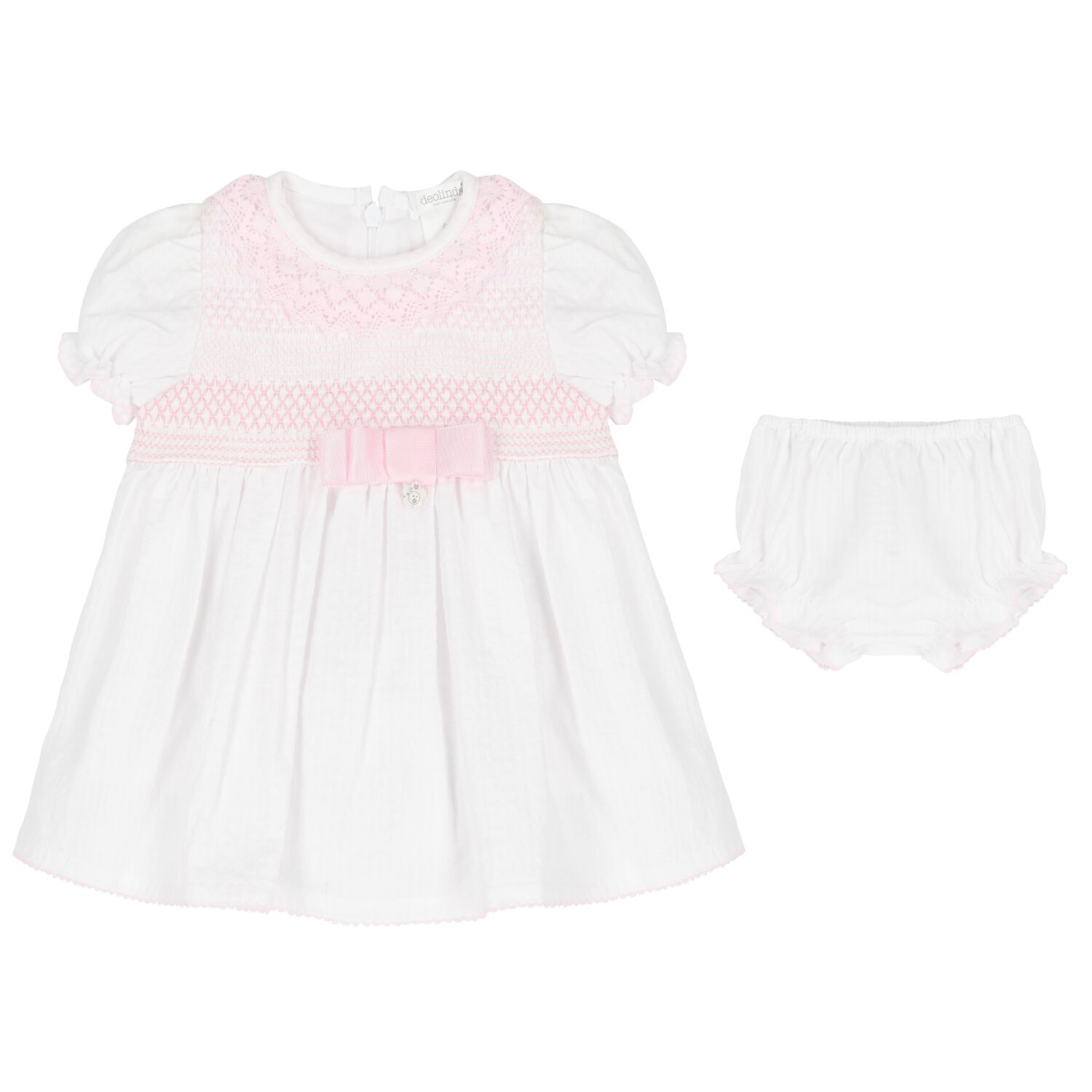 Baby Girls White & Pink Dress Set, 1, hi-res