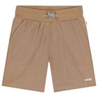 Boys Beige Logo Shorts, 2, hi-res