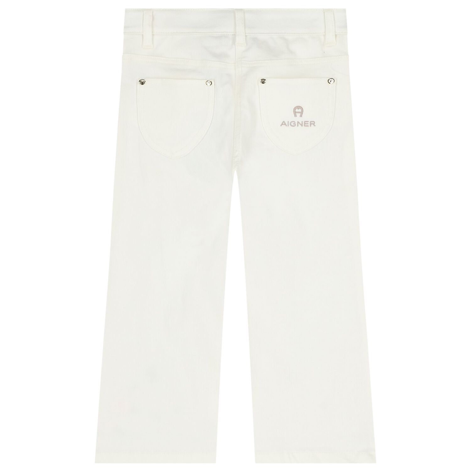 Girls White Butterfly Denim Jeans, 1, hi-res