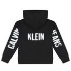 Boys Black Logo Hooded Top, 1, hi-res