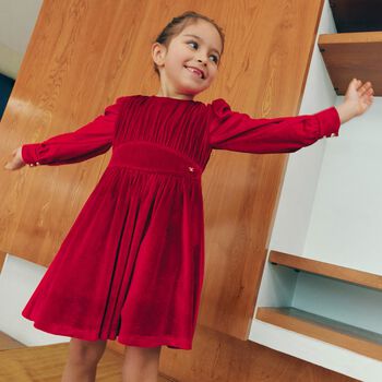 Girls Red Long Sleeve Dress