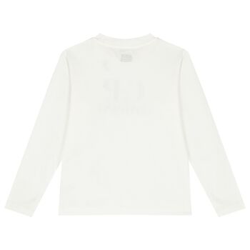Boys White Logo Long Sleeve Top
