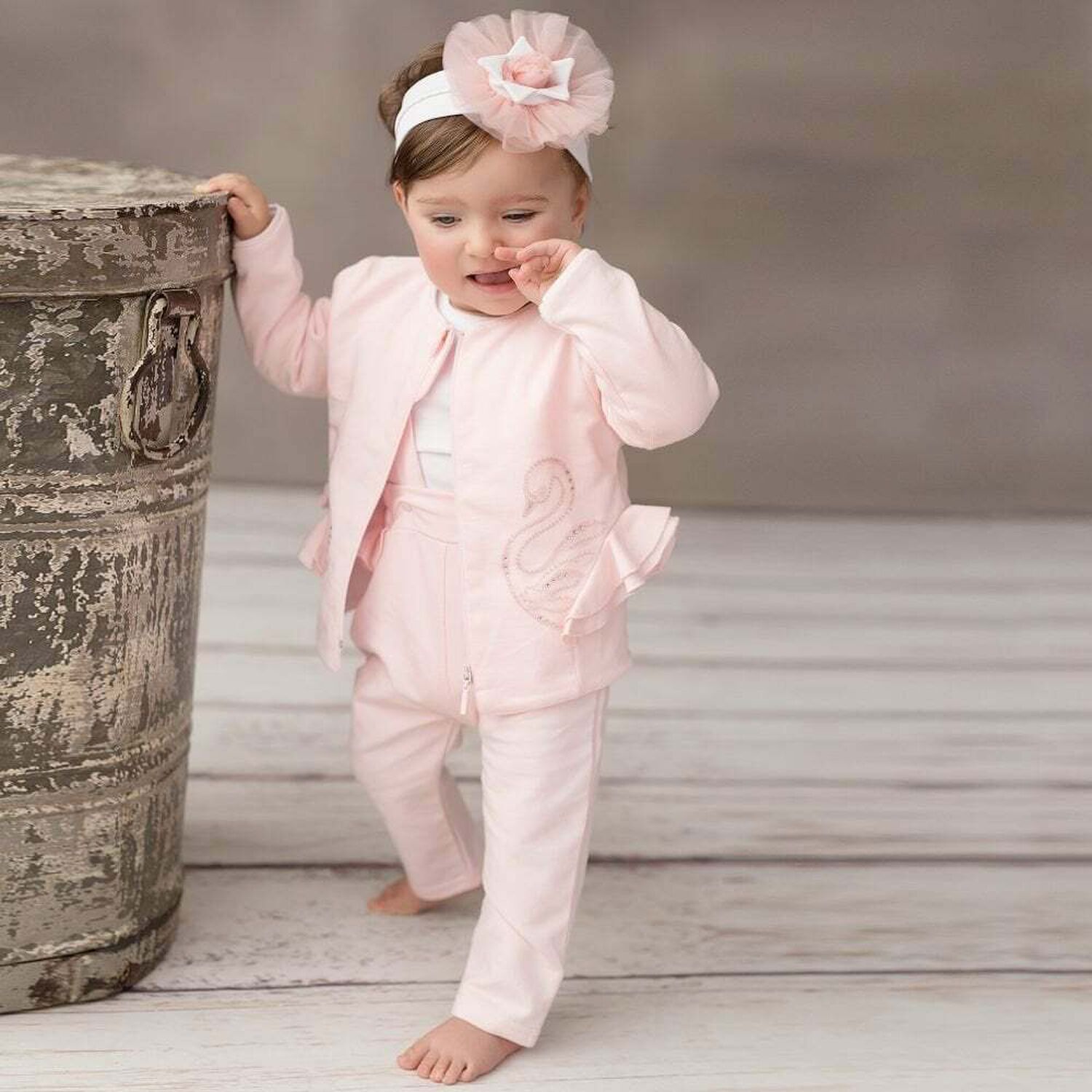 Baby Girls Pink Tracksuit, 1, hi-res