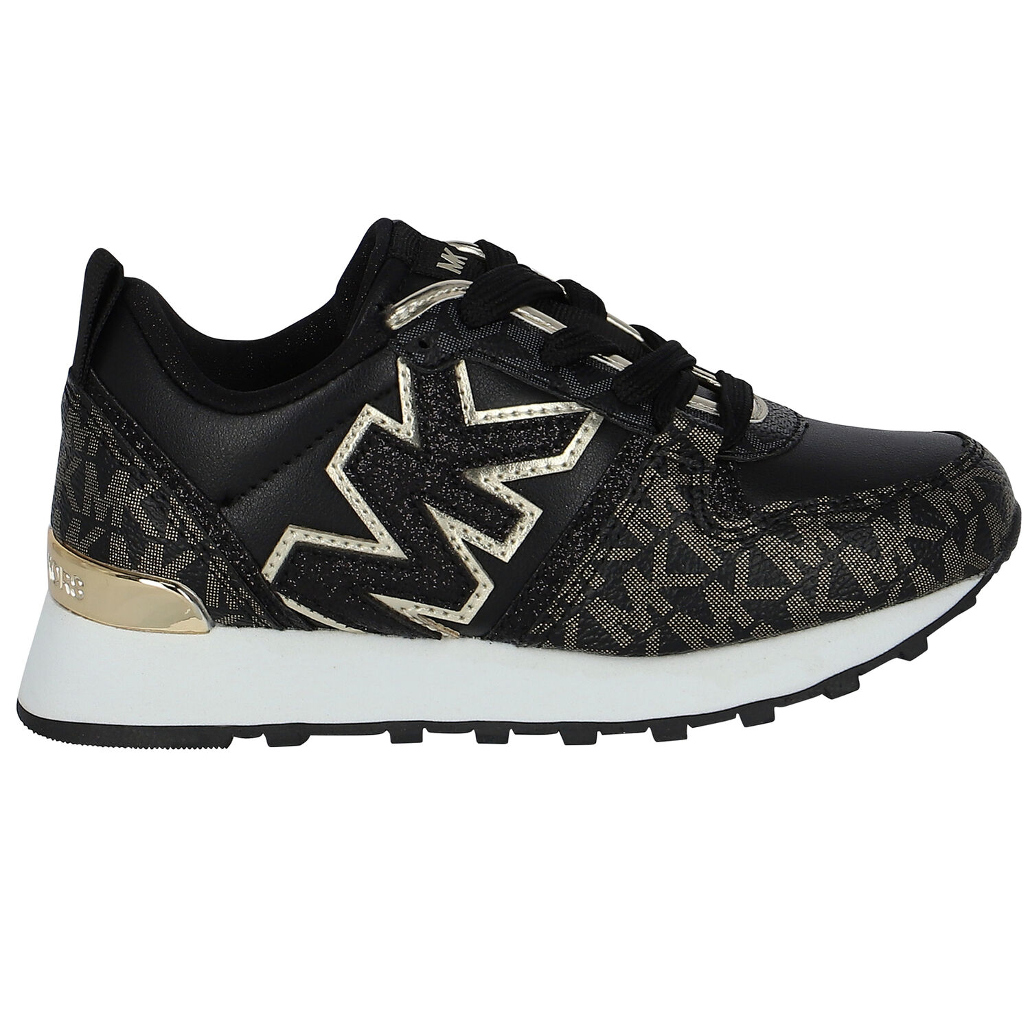 Girls Black Logo Trainers, 1, hi-res