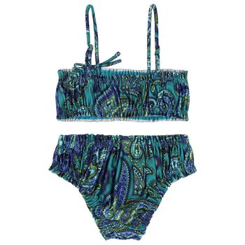 Girls Blue & Green Paisley Bikini