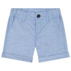 Yonger Boys White & Blue Logo Shorts Set, 1, hi-res