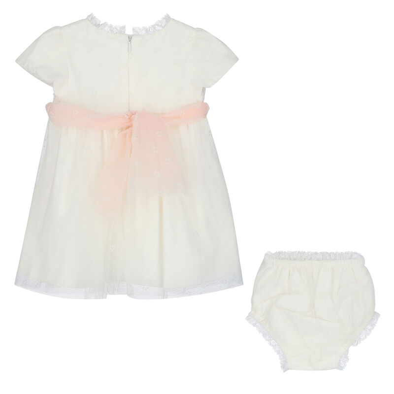 Baby Girls White & Pink Tulle Dress Set, 1, hi-res image number null