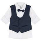 Boys Navy & White Suit Set, 1, hi-res