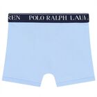 Boys Ivory, Blue & Navy Blue Logo Boxer Shorts ( 3-Pack ), 2, hi-res