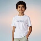 Boys White Logo T-Shirt, 4, hi-res