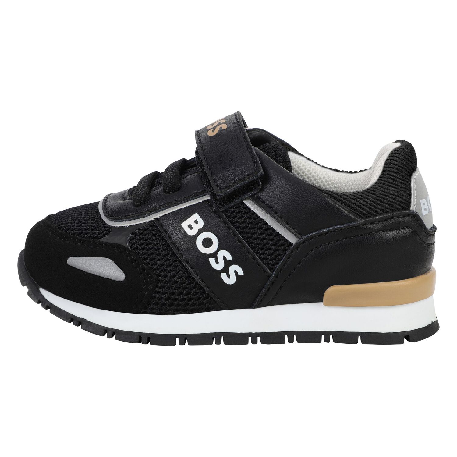 Younger Boys Black & Beige Logo Trainers, 1, hi-res image number null