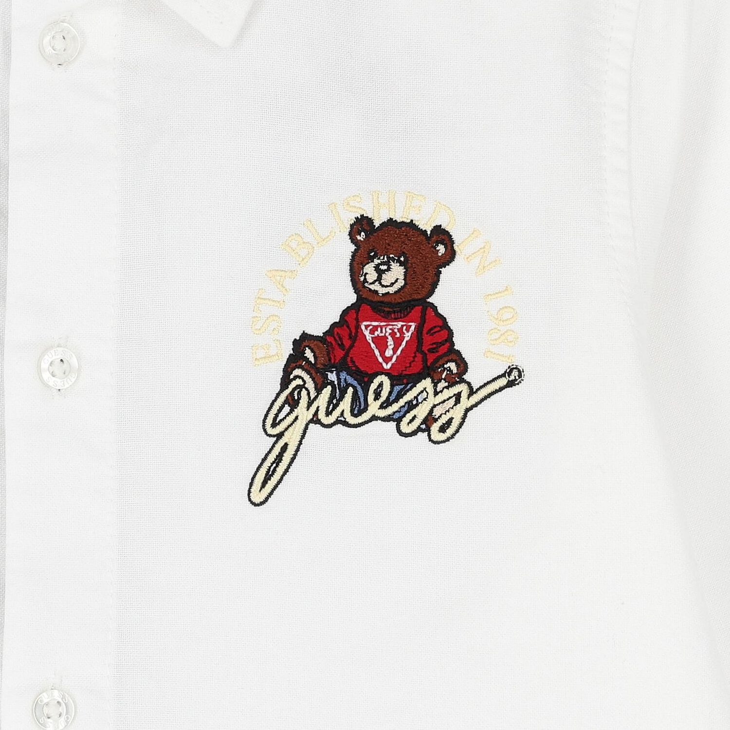 Boys White Teddy Bear Logo Shirt, 1, hi-res image number null