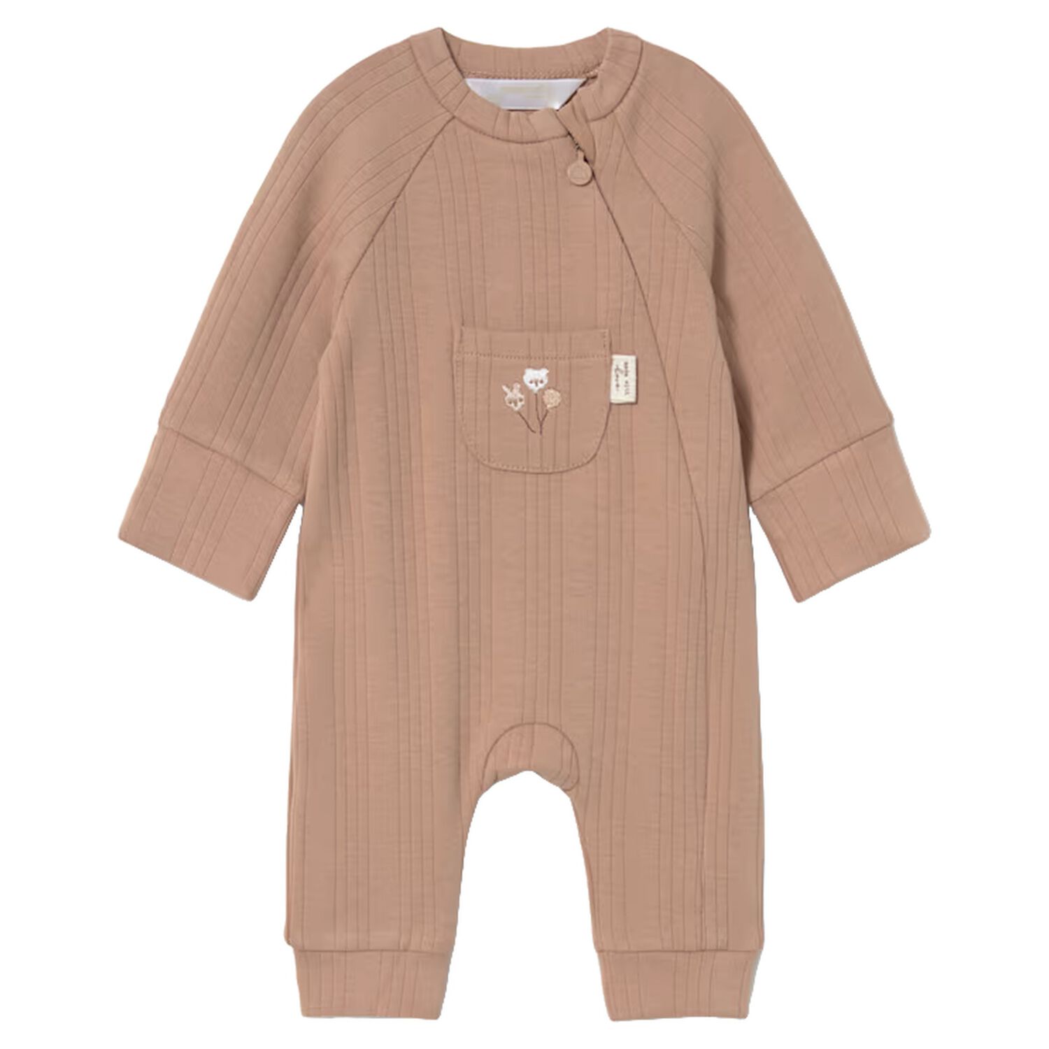 Beige Balloon Motif Ribbed Baby Romper, 4, hi-res