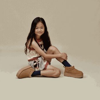 Girls Chestnut Classic Ultra Mini Platform Suede Boots