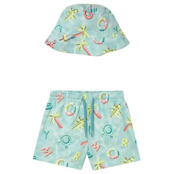 Younger Boys Aqua Swim Shorts & Reversible Hat Set
