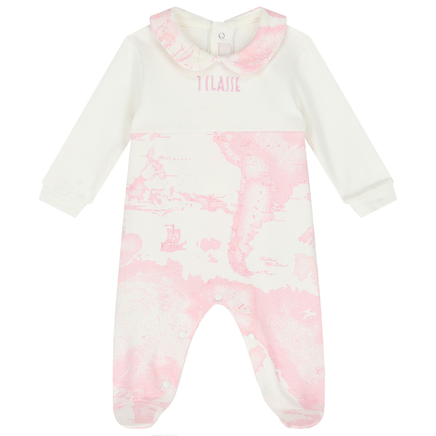Baby Girls Ivory & Pink Geo Map Babygrow Set, 1, hi-res
