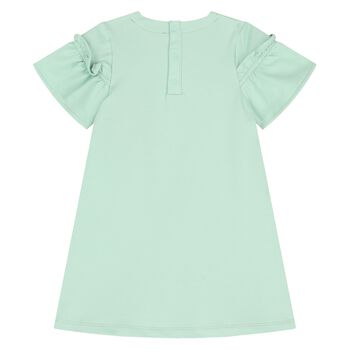 Younger Girls Green Bag Print Dress