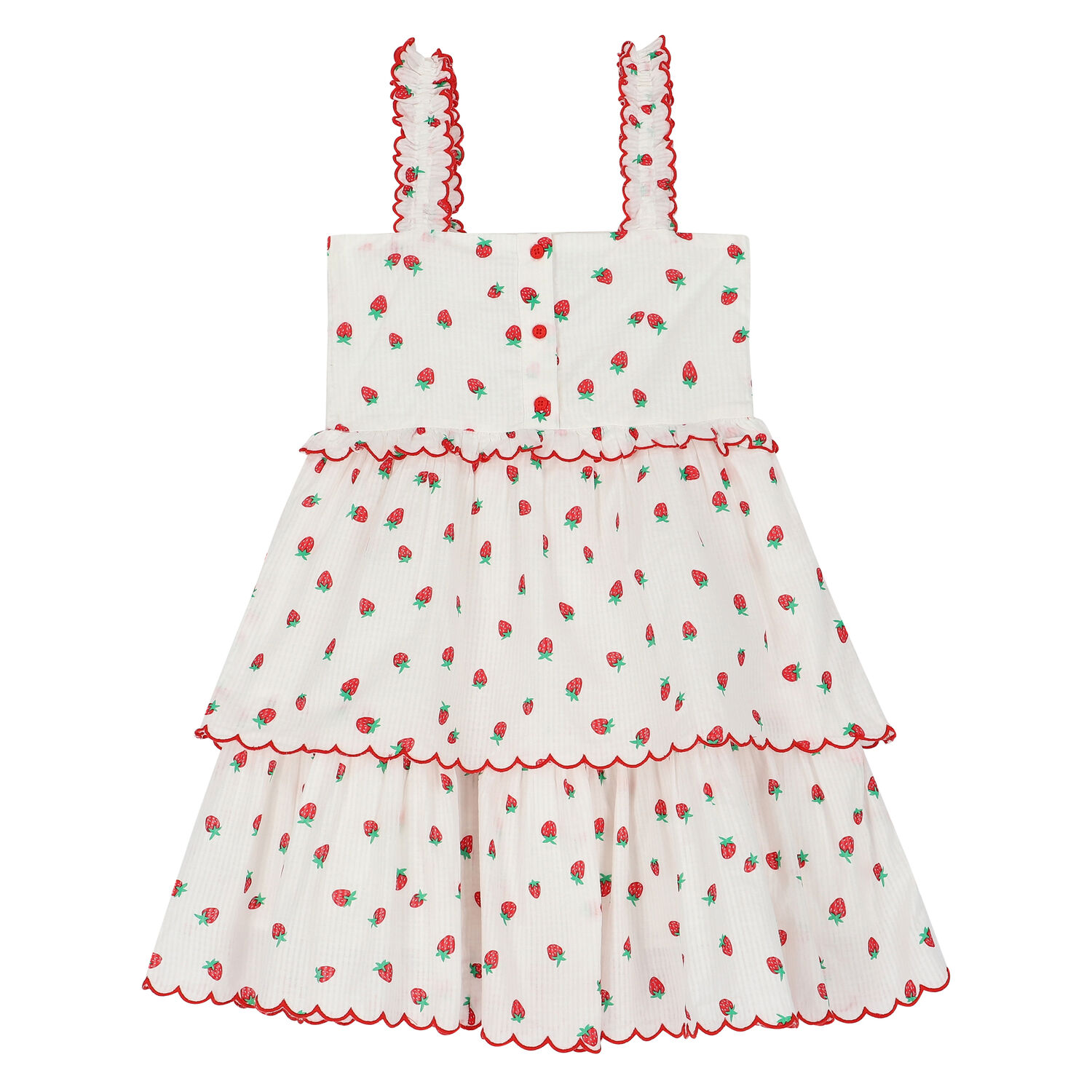 Girls White & Red Strawberry Dress, 1, hi-res