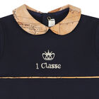 Baby Boys Navy Blue & Beige Logo Babygrow, 1, hi-res