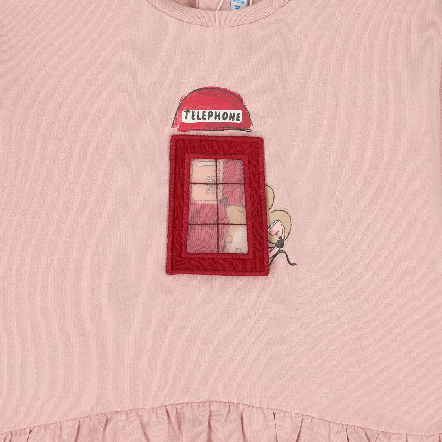 Younger Girls Pink London Phone Box Long Sleeve Top, 1, hi-res