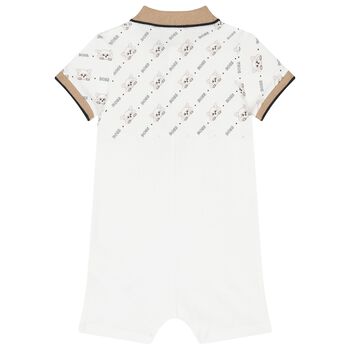 Baby Boys White Logo Romper