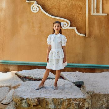 Girls White Bow Blouse