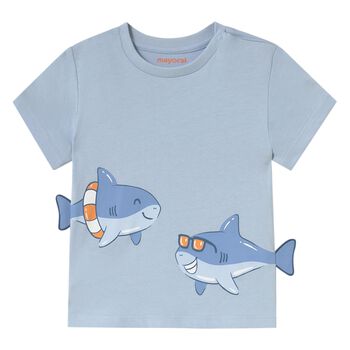 Younger Boys Blue Shark T-Shirt