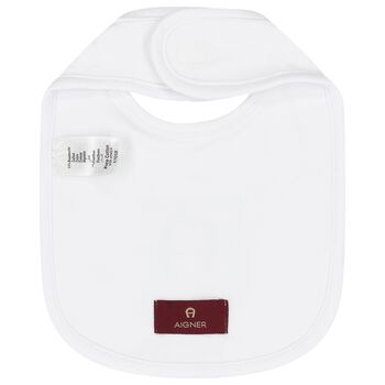 Baby Boys White Logo Bib