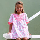 Girls Pink & White Cotton Beach Dress, 1, hi-res