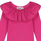 Girls Pink Ruffle Long Sleeve Top, 2, hi-res