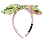 Girls Green Floral Headband, 3, hi-res