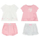 Baby Girls Pink Heart Shorts Set (4 Piece), 2, hi-res
