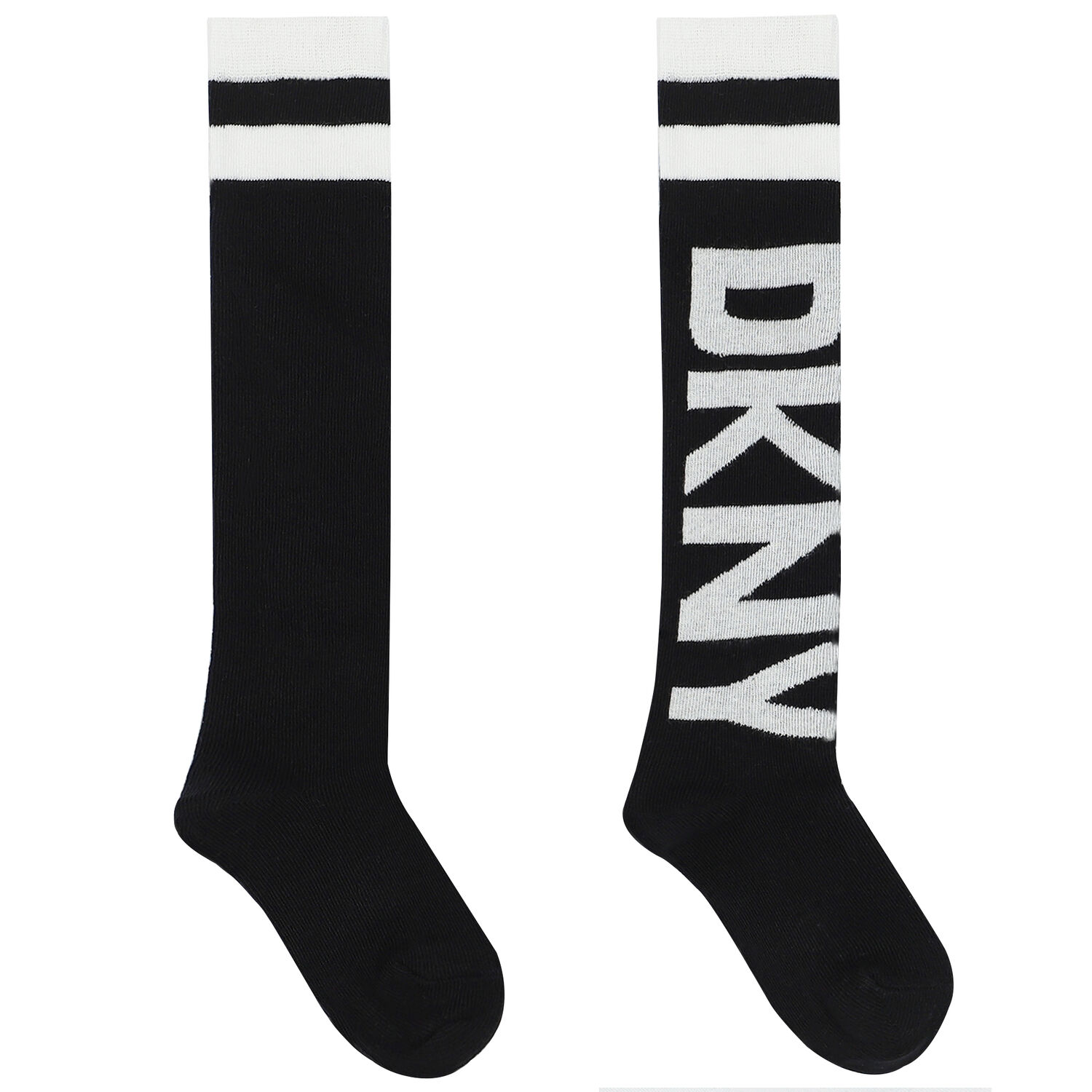 Girls Black & White Logo Socks, 1, hi-res