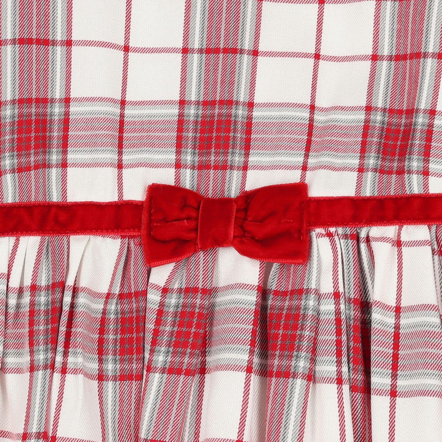 Girls White & Red Tartan Dress, 1, hi-res