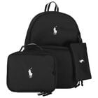 Boys Black Canvas 3 Piece Backpack ( 44cm ), 1, hi-res