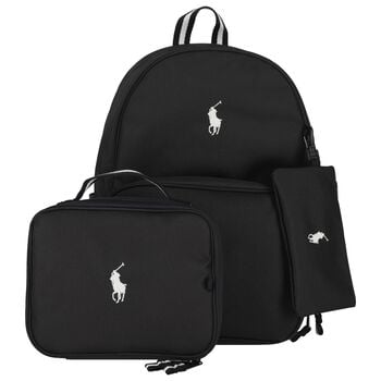 Boys Black Canvas 3 Piece Backpack ( 44cm )