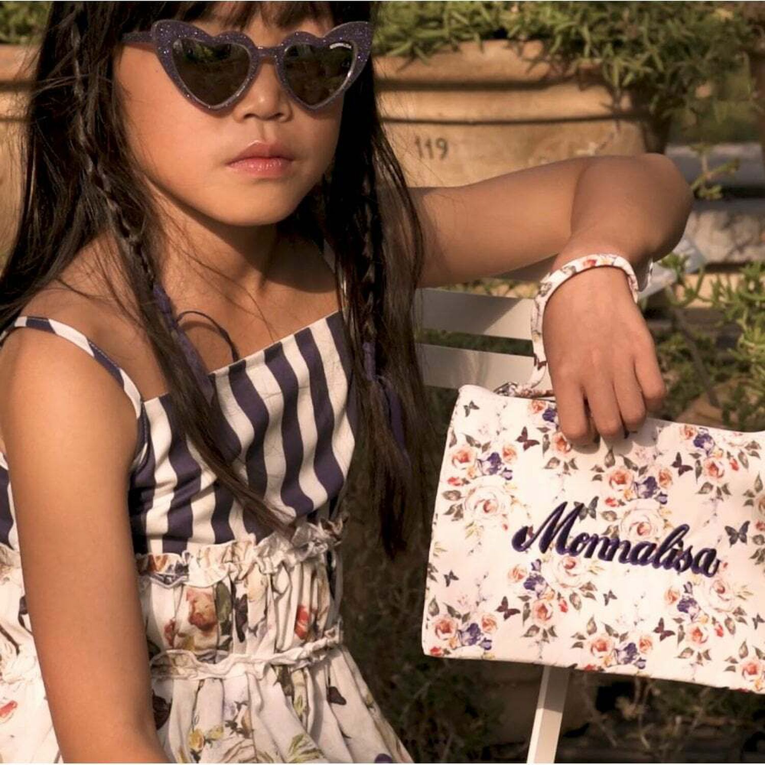 Girls Floral & Stripe Sleeveless Tops, 1, hi-res image number null