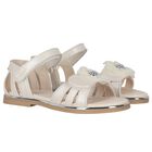 Girls White Flower Sandals, 1, hi-res