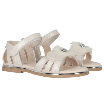 Girls White Flower Sandals