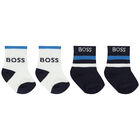 Baby Boys Navy Blue, White & Blue Logo Socks (2 Pack), 2, hi-res