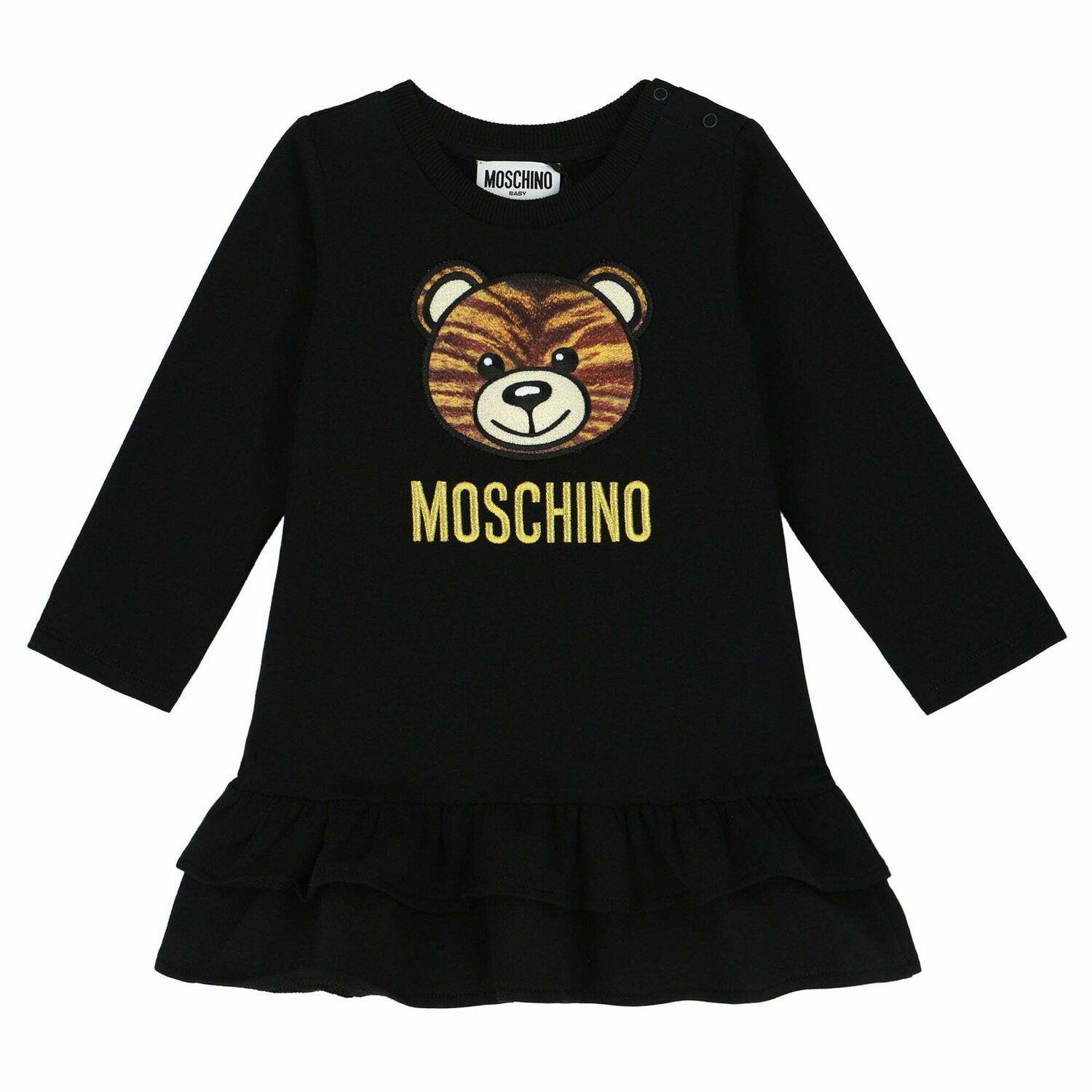 Baby Girls Black Logo Dress, 1, hi-res