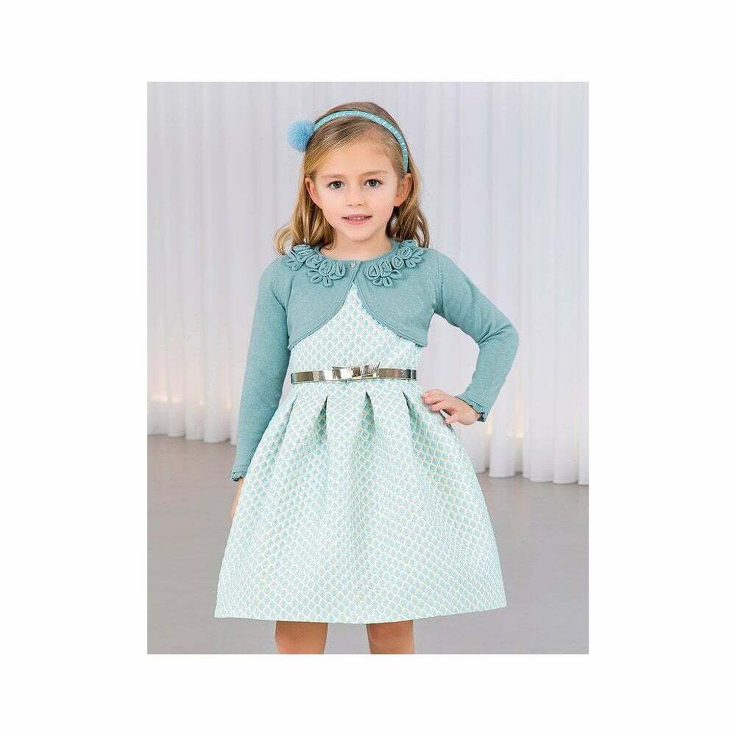 Girls Aqua Bolero Cardigan, 1, hi-res
