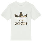 White & Khaki Green Trefoil Shorts Set, 1, hi-res