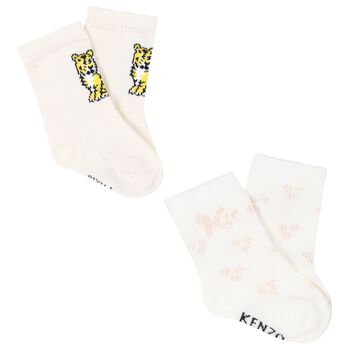 White & Ivory Tiger Logo Socks ( 2 Pack )