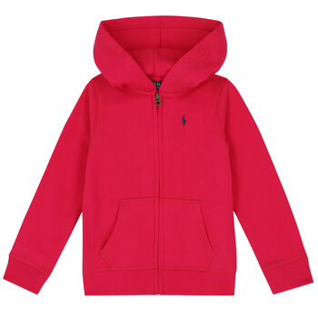 Girls Pink Logo Zip Up Top