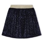 Girls Navy Blue Sequin Skirt, 1, hi-res